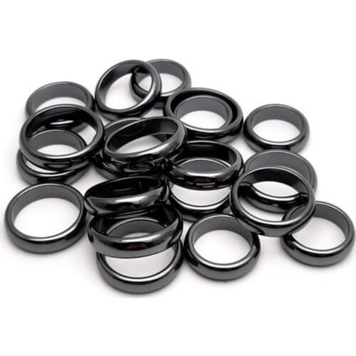 Hematite Men Rings Black Non-magnetic Stone Couple Ring Unisex Anxiety Relief Healing Chakra Energy Therapy Fidget Pain Jewelry