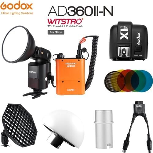 Godox AD-360 MARK II AD360II-N TTL Powerful Speedlite Flash+PB960 Power Pack Orange+X1T-N TTL Transmitter+AD-S7 Softbox kit