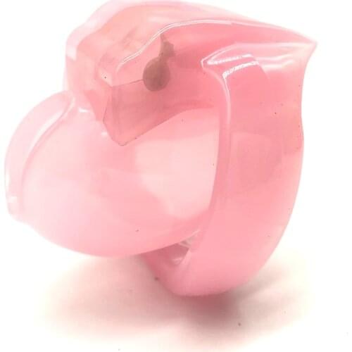 Pink Super Small Male Chastity Cage with 4 Penis Ring Plastic Cock Cage Penis Bondage Fetish Chastity Belt Adult Sex Toy