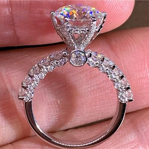 10K Au417 White Gold Women Wedding Party Engagement Ring 1 2 3 4 5 Carat Round Crown Moissanite Diamond Ring Luxury Trendy Gift