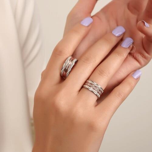 SILVERFONI 925 Sterling Real Silver Wedding Rings Set For Men And Women Luxury Jewelry Fashion Engagement Anniversary New Season