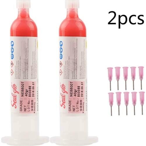 Red Glue with 10pcs Needles SMD SMT BGA IC Repair Chips Stencil Paste Dispenser PCB Reflow Masking Welding Paste 30ml/38g