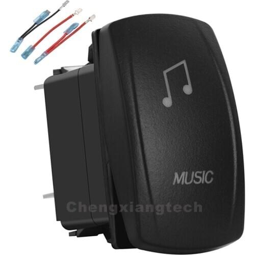 Music Green Led 12v/24v Toggle Rocker Push Switch 5 Pins SPST ON/OFF For Car Boat Truck Waterproof + Jumper Wires Set
