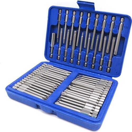 50Pcs 75mm Extra Long Reach Bit Set Security Screwdriver Bits Torx Star Hex Spline Brocas Destornillador Parafusadeira