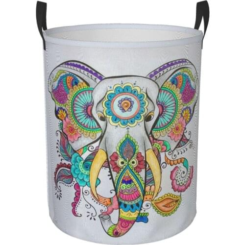 New Mandala Elephant Foldable Laundry Basket Large Capacity Laundry Hamper Dirty Clothes Storage Organizer