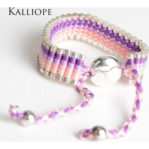 New charming Cylindrical silver-color braided adjustable bracelet birthday/christmas gift