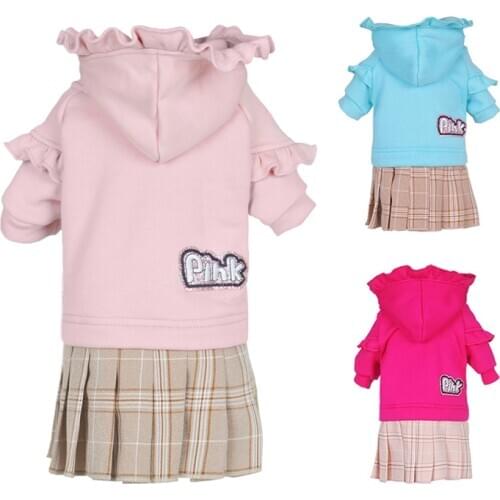 Dogs Pet Dresses Autumn Winter Dog clothes Sweet Princess Lattice Skirt Outfit with Free Shipping Chihuahua Bichon Dog Apparel