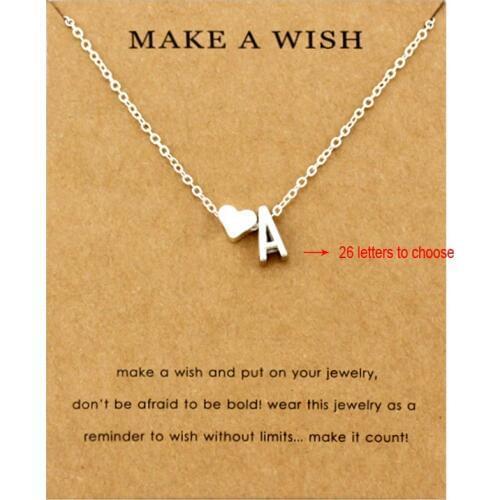 Heart Initial Letters Name Pendants Necklaces Jewelry Women Men Accessories Girlfriend Lover Couple Gift