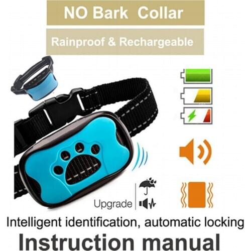 Pet Intelligent Stop Barking Collar Dog Vibration Bark Stopper Deterrents Useful Dog Training Tools For Aggressive Attack Dogs