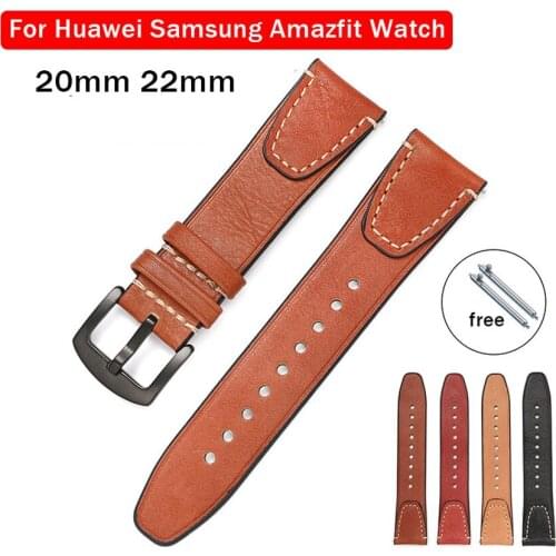 Cowhide leather watch band 22mm For samsung Galaxy watch 46mm For Huawei watch GT 22mm Men watchbands Quick Release Strap 20mm