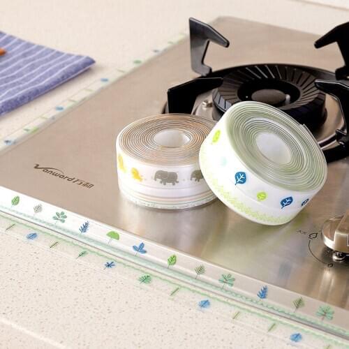 Self Adhesive Kitchen Ceramic Sticker Waterproof Anti-moisture PET Sticker Bathroom Wall Corner Line Sink Stickers 3.8*320cm