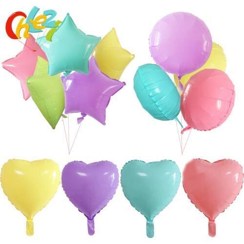 10pcs Candy color Macarons Ice cream color Foil balloon 18 inch Heart Star Round balloons Wedding Baby Birthday party decoration