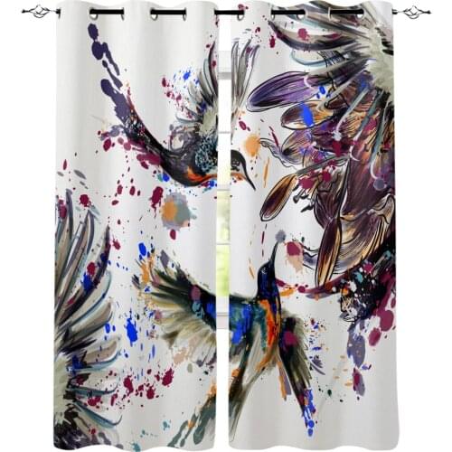 Hummingbirdpainting Curtains For Kitchen Bedroom Window Treatment Curtains for Living Room Home Decoration