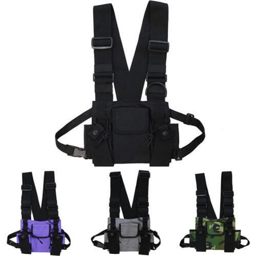 Tactical Vest Nylon military Vest chest rig Pack Pouch Holster Tactical Harness walkie talkie radio Waist Pack for Two Way Radio