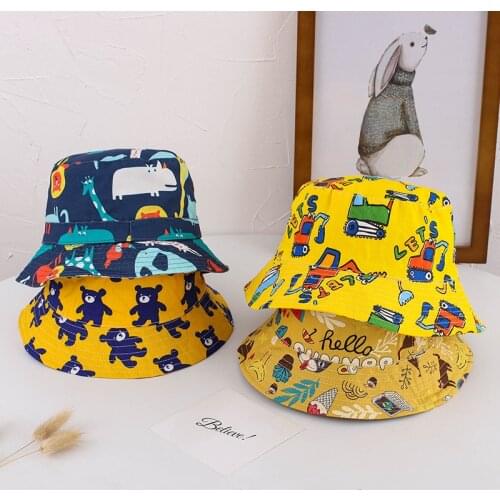 Spring Autumn Children Bucket Printing Hats Cartoon Sun Hat Girls Boys Outdoor Beach Hat Camping Fishing Cap Casual Panama Cap