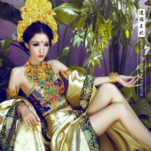 Xian Luo Wang Fei Princess Siam Ancient Thailand Princess Sexy Indian Dance Costume Exotic Style Womens Costume