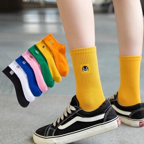 Salina Womens Socks Cotton Winter Spring New Year Embroidered Animal Pattern Fashion Leisure Sports Home Comfort