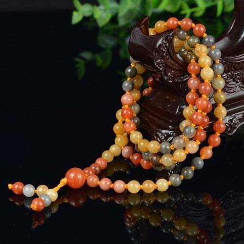 Gold Wire Jade 6mm Round Bead Color 108 Bracelets Gobi Jade Seed Material Necklace Gem Light Original Stone Sweater Chain