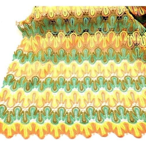 1 Yard Wave Striped Knitting Lace Fabrics Zig Zag Green Fabric Soft Mesh Dress Fabric Floral 150Cm