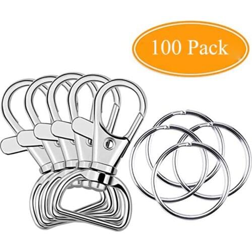 100 Pcs Metal Swivel Lanyard Snap Hook with Key Rings Swivel Lobster Clasps Lanyard Snap Hook Lobster Clasp Clip Jewelry Finding