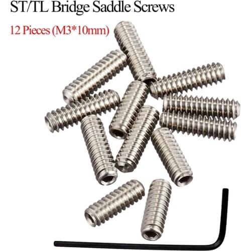 12 Pcs/set Guitar Bridge String Saddle 3mm*10mm Standard ST/TL Electric Guitar Bridge String Screws + Hexagon Wrench
