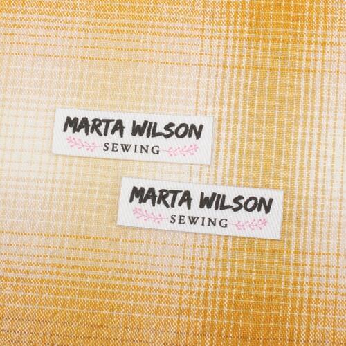 128 Custom Iron Labels, Personalized Brand, Logo or Text, Custom Design, Iron on Cotton Fabric, Handmade tags (TB0022)