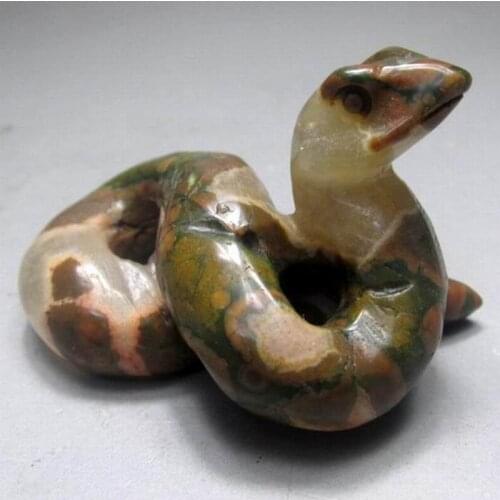 2" / 39g Jasper Snake Handmade Stone Carving - crystals and stones healing Mineral specimen Home Decor feng shui XX0603/32