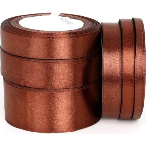 25 Yards Dark Brown Satin Ribbon for DIY Bow Craft Decor Wedding Party Decoration Gift Wrapping Scrapbooking Supplies