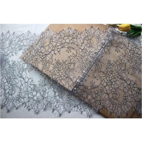 3yards black and white chantilly lace trim,lace trimming for fashion,French lace trim,double motif lace trim with eyelash fringe