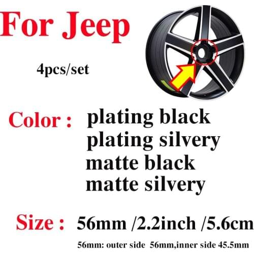 4pcs/lot 56mm Car Wheel Hub Center Caps for Cherokee Liberty Rubicon Wrangler Car Styling 2.2inch Logo Rims Auto Car Wheel Cover
