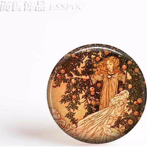 5Pcs/lot 25mm Glass Cabochon Garden of Paradise Fairy Art Pendant Glass Dome Jewelry Accessories