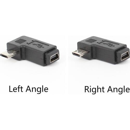500PCS/LOT wholesale Micro USB B Male to Mini USB B Female Connector Adapter 90 Degree Angle Type
