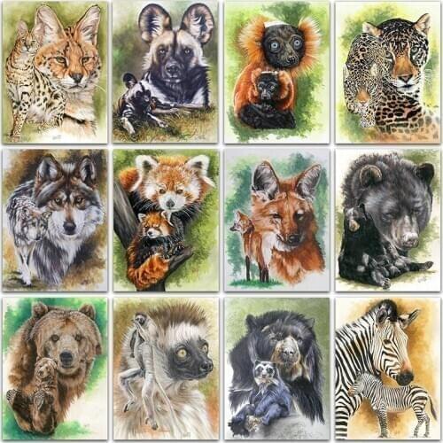 5D DIY Diamond Painting Kit Animal Wolf horse Raccoon Bear fox Full Square&Round embroidery mosaic Cross stitch Paint Home Decor