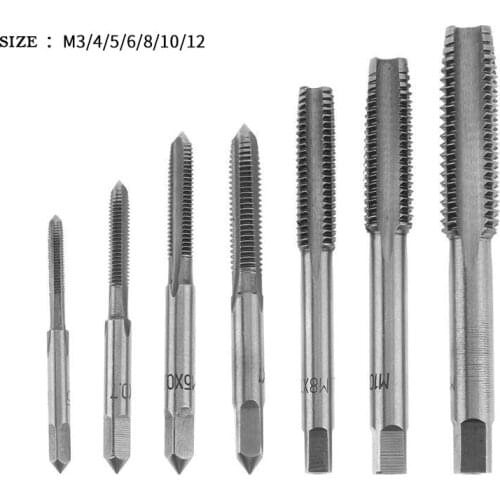 7PCS/Set M3-M12 alloy Taper Machine Spiral Point Straight Fluted Screw Thread Hand Tap Drill