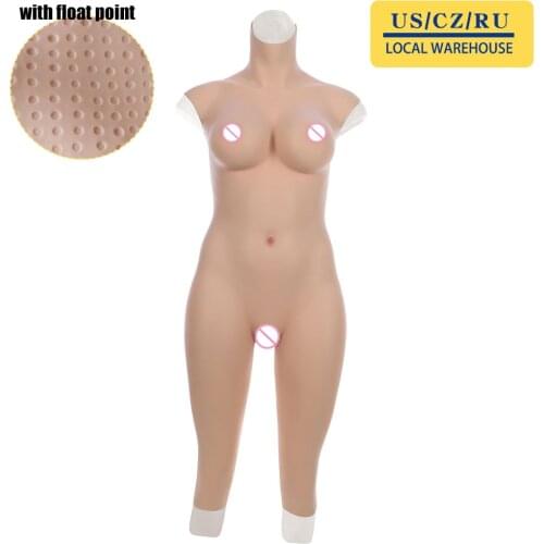 Drag Queen Crossdresser Silicone D/E Cup Bodysuit Fake Boobs Breast Forms False Vagina Drag Queen Cosplay Male to Female Costume