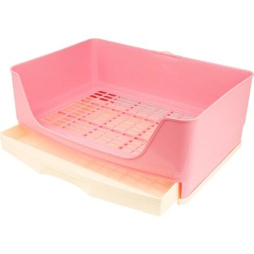 68UC Large Rabbit Litter Box with Drawer Place Firmly Pet Bedpan Corner Toilet Box with Grate Potty Easy Operation Bigger Pet