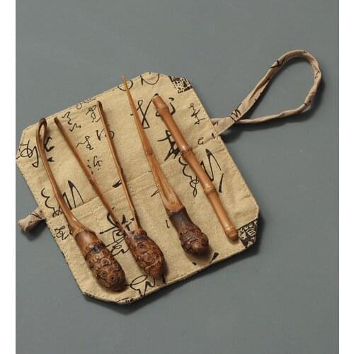 Bamboo root tea set tea ceremony accessories five-piece natural handmade tea clip tea leaking tea needle saucer