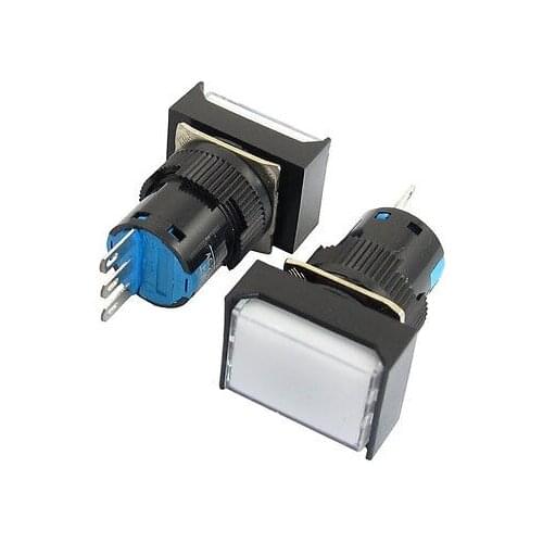 DC 30V 5A 3 Pins SPDT Latching White Rectangular Push Button Switch