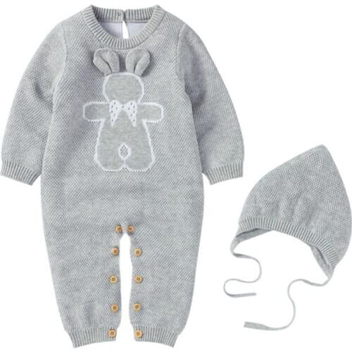 Baby Romper Cartoon Newborn Cap Infant Clothing Boy Girl Pajamas Onesie Jumpsuit Costume Knitted Baby Rompers