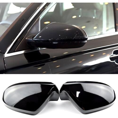 For Audi A6 C7 S6 2012-2018 Car Rearview Mirror Cover Side Wing Protect Frame Covers Trim Carbon black and bright black