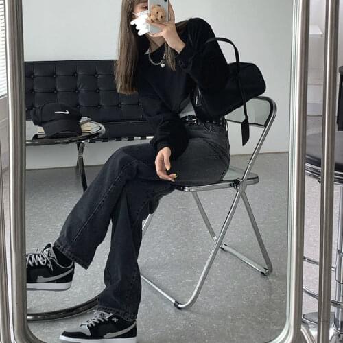 High Waist Grey High Waist Boyfriend Jeans 2021 New Vintage Jeans for Women Woman Long Trousers Female Loose Streetwear Chic