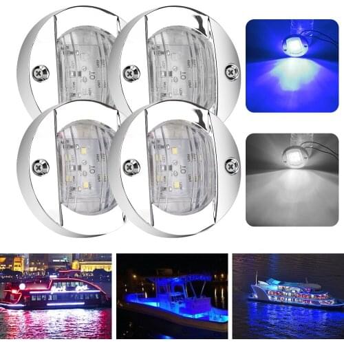 Round Cold Transom Truck Side Light Turn Signal Light Tail Lamp for Marine Boat Yacht 12V 6LED Transom Stern Light