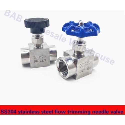 SS304 stainless steel flow trimming needle valve 1/8" 1/4" 3/8" 1/2" inch female thread Adjustable needle valve