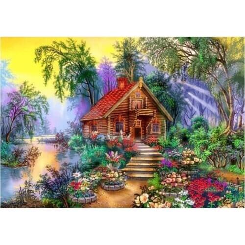 Full Square / Round 5D DIY Diamond Painting Scenic cabin Diamond Embroidery Flowers Mosaic Rhinestones Decor Painting art GH467