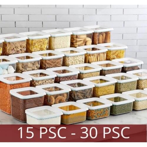 15 - 30 Pieces High Quality Storage Box Case Food Set Organizer Kitchen & Pantry Bottle Oat Spice Legumes Spaghetti Rice Cereals