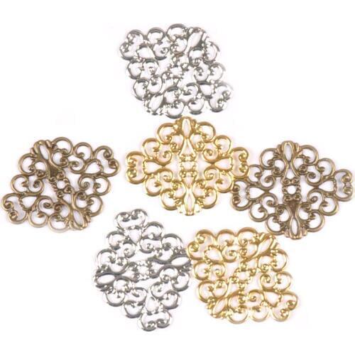 20Pcs Metal Crafts Filigree Flower Wraps Connectors Embellishments For Scrapbooking Home Decor DIY Accessories 37x30mm YK0749