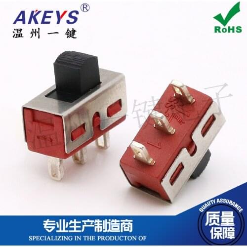 10PCS SS-12D19 1P2T Single pole double throw handle heights can be customized slide switch 3 pin vertical type pin with holes