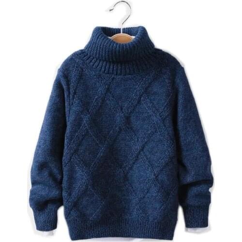 202new pure color winter boy girl kid thick Plus velvet Knitted bottoming turtleneck shirts solid high collar pullover sweater