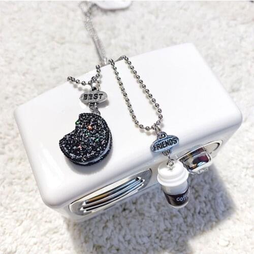 RZ104 Cute Childlike Cool Retro Coffee Cup Biscuit Necklace Men And Women Couple Pendant