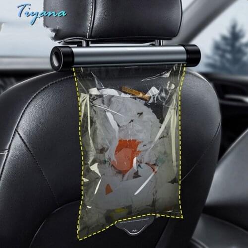 PE Leak Proof Car Foldable Sliding Bar Type Trash Can Cartoon Storage Box Rear Seat Back Hanging Drum Creative Garbage Bag 5